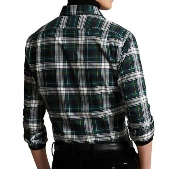 Polo Ralph Lauren Mens Cotton Tartan Plaid Twill Button Down Shirt size XL Green - Picture 12 of 12